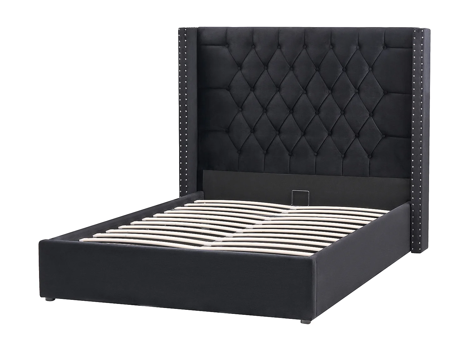 Cama con almacenaje Terciopelo LUBBON 140 x 200 cm Negro