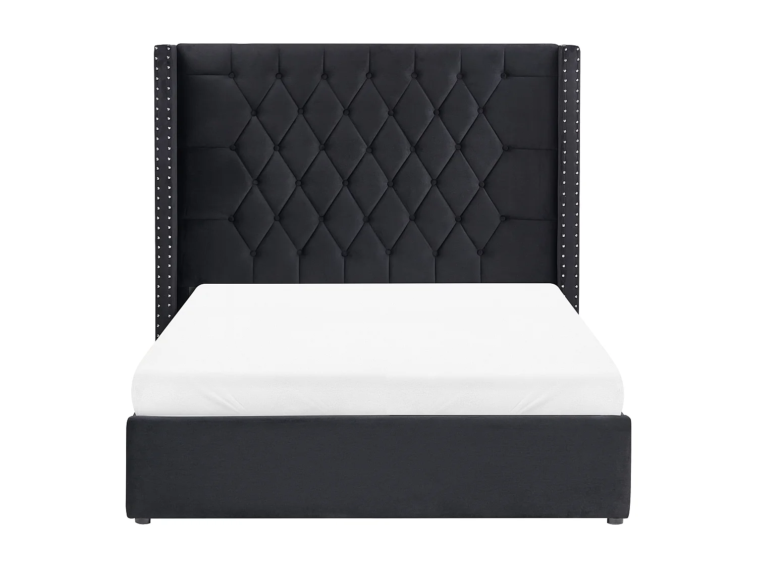 Cama con almacenaje Terciopelo LUBBON 140 x 200 cm Negro