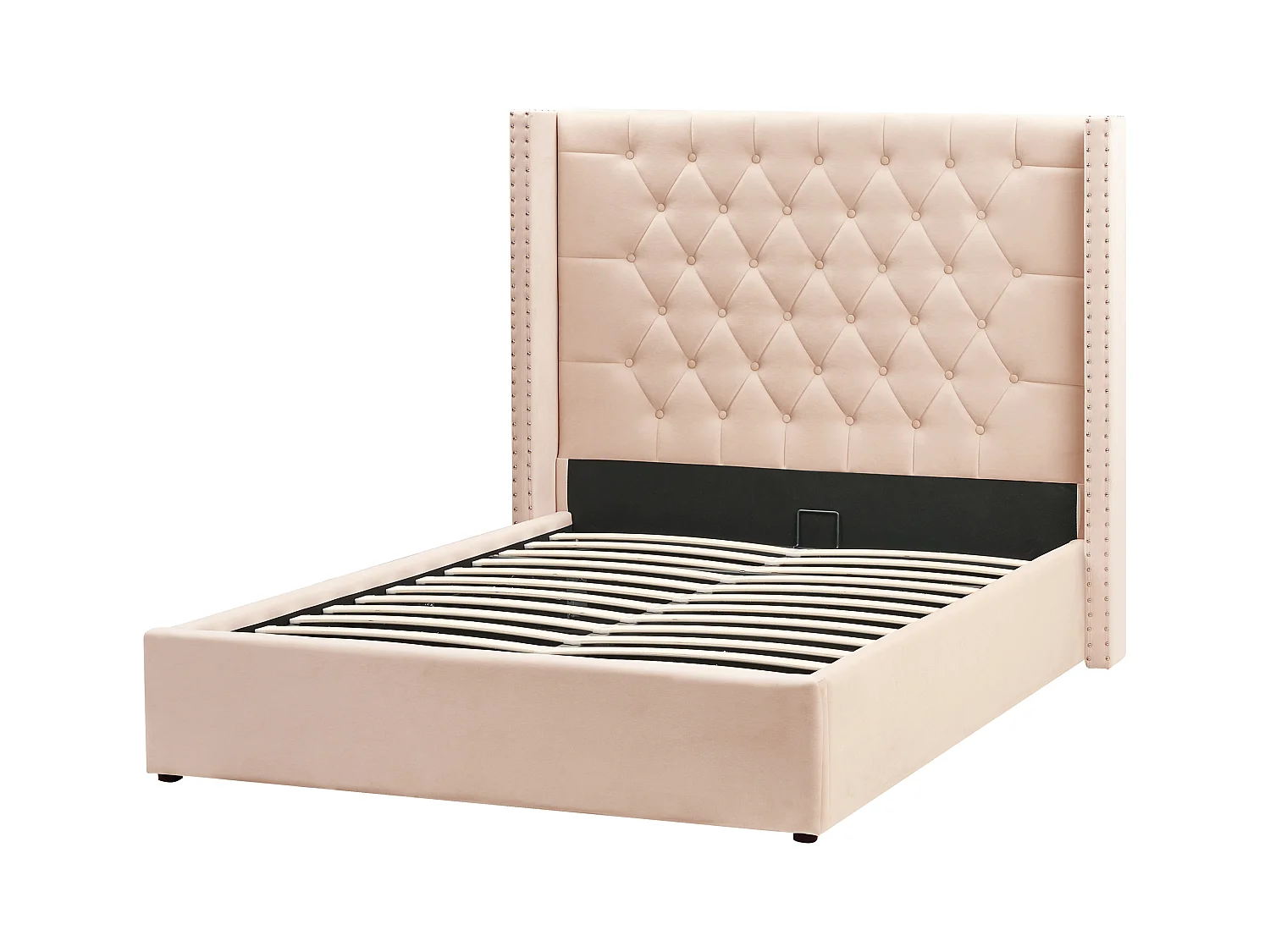 Lit ottoman Velours LUBBON 140 x 200 cm Beige