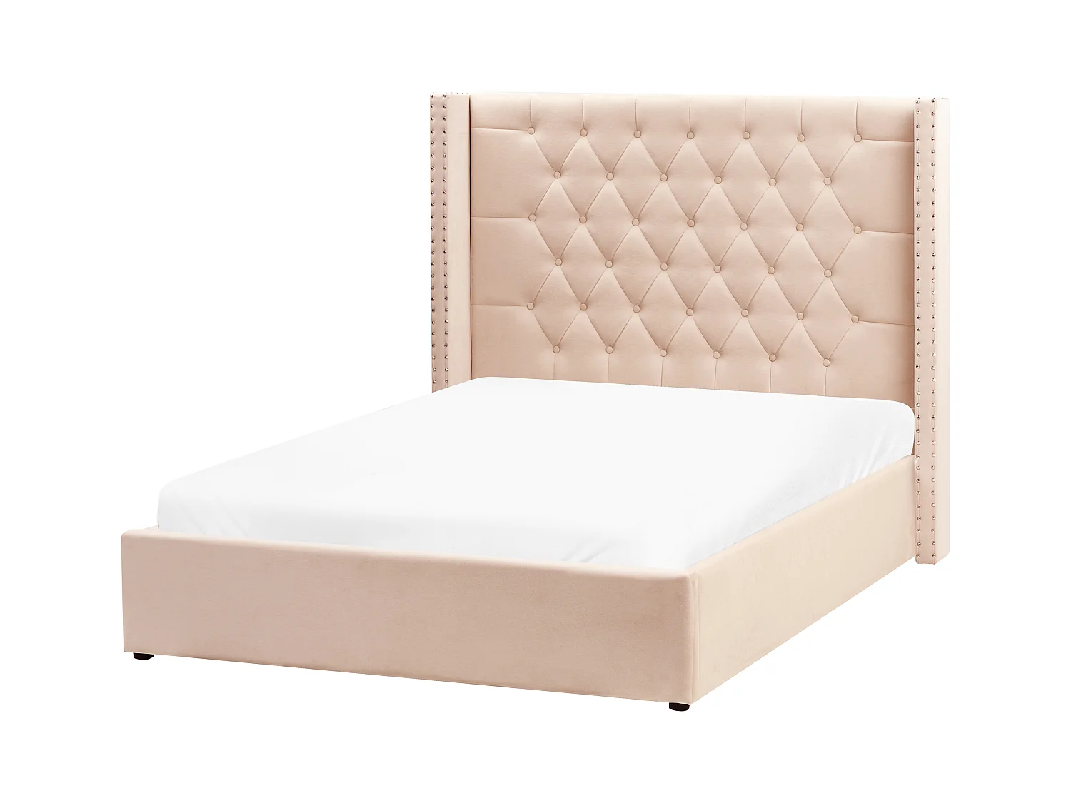 Lit ottoman Velours LUBBON 140 x 200 cm Beige