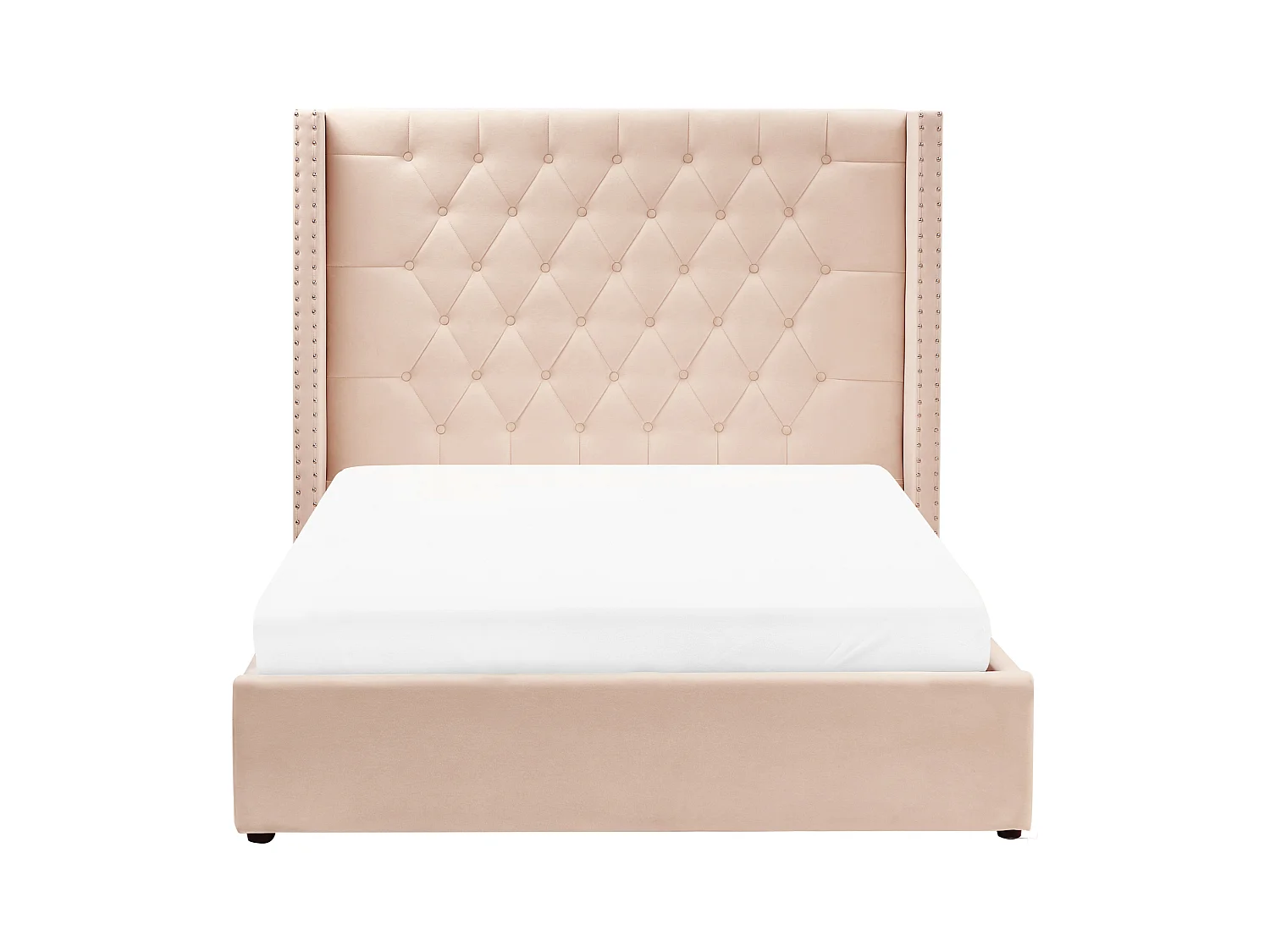 Lit ottoman Velours LUBBON 140 x 200 cm Beige