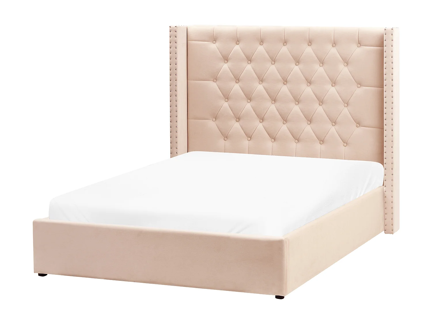 Lit ottoman Velours LUBBON 140 x 200 cm Beige