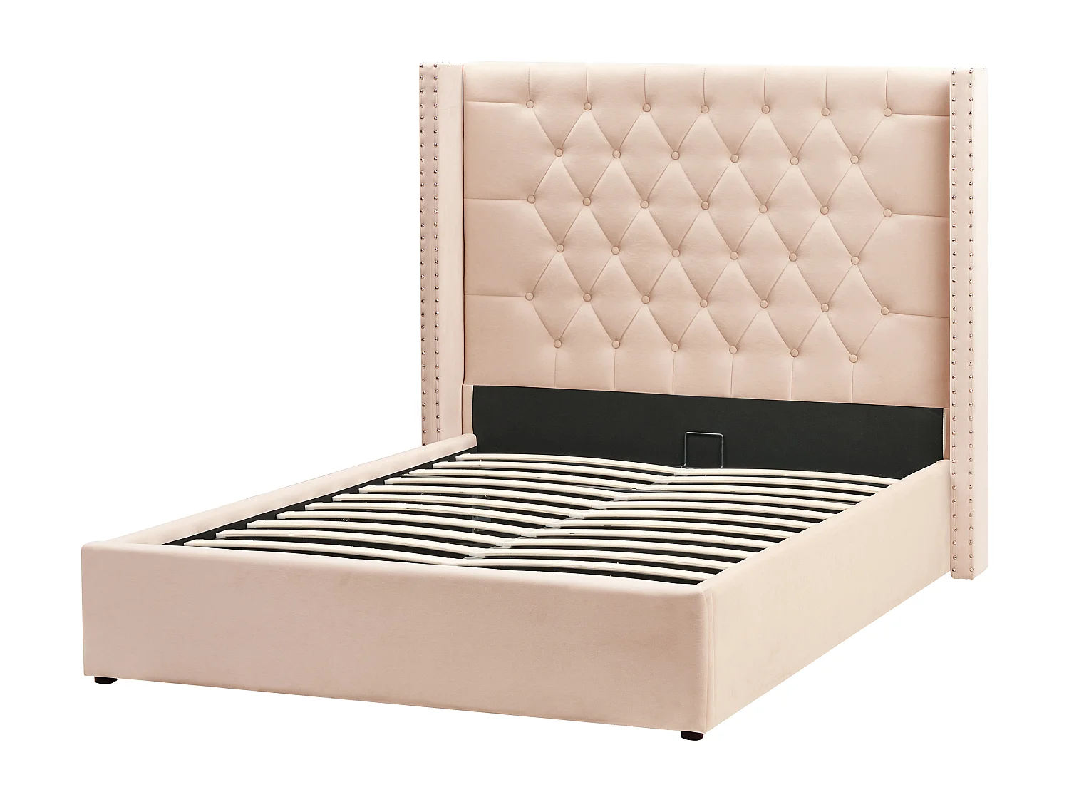 Bett mit Stauraum Samtstoff LUBBON 140 x 200 cm Beige