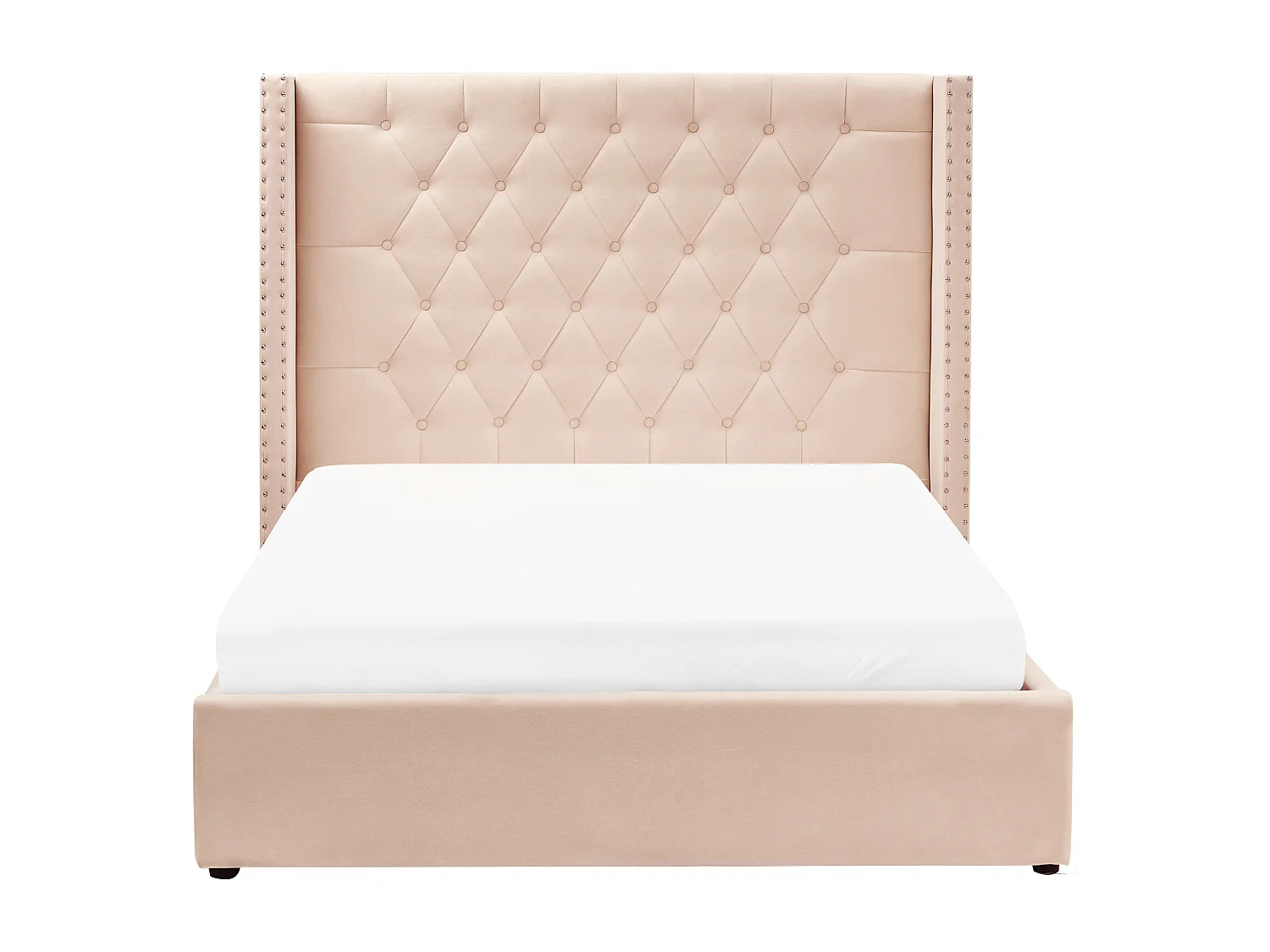 Bett mit Stauraum Samtstoff LUBBON 140 x 200 cm Beige