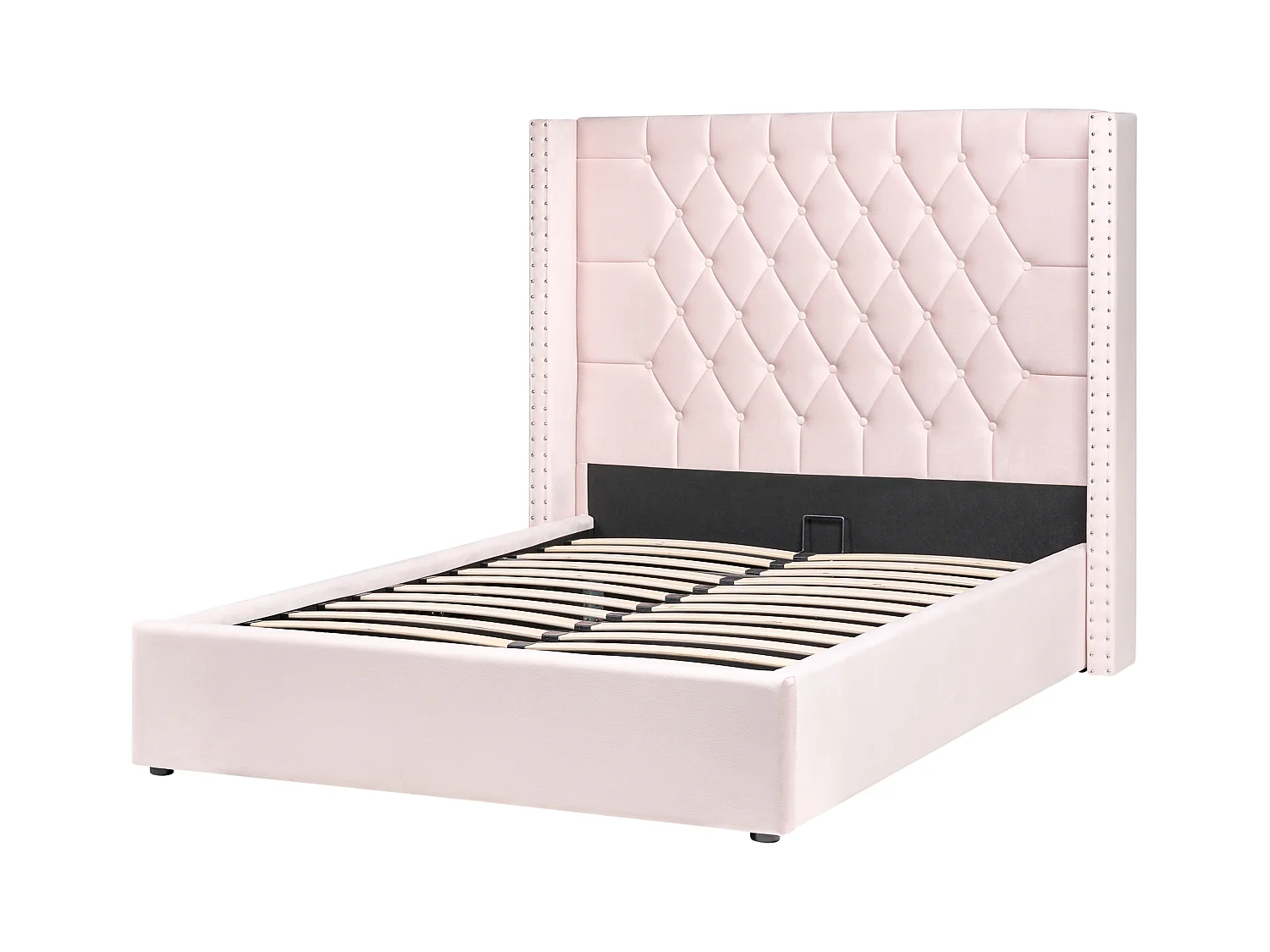 Lit ottoman Velours LUBBON 140 x 200 cm Rose pastel Rose