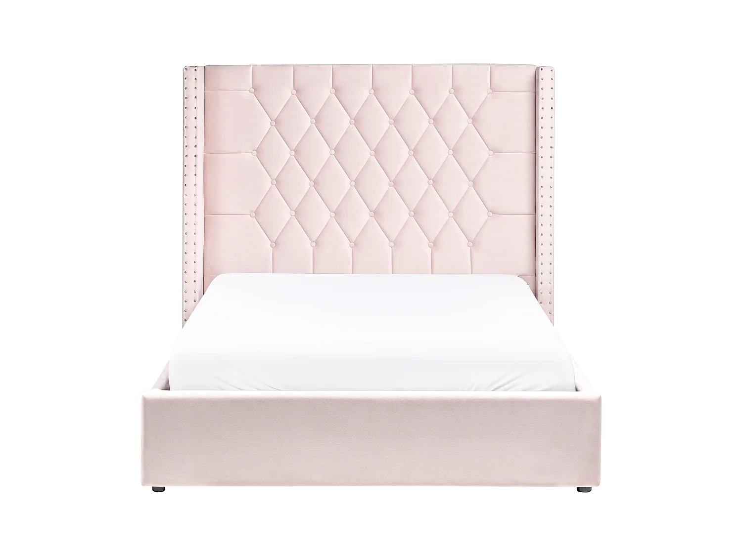 Lit ottoman Velours LUBBON 140 x 200 cm Rose pastel Rose