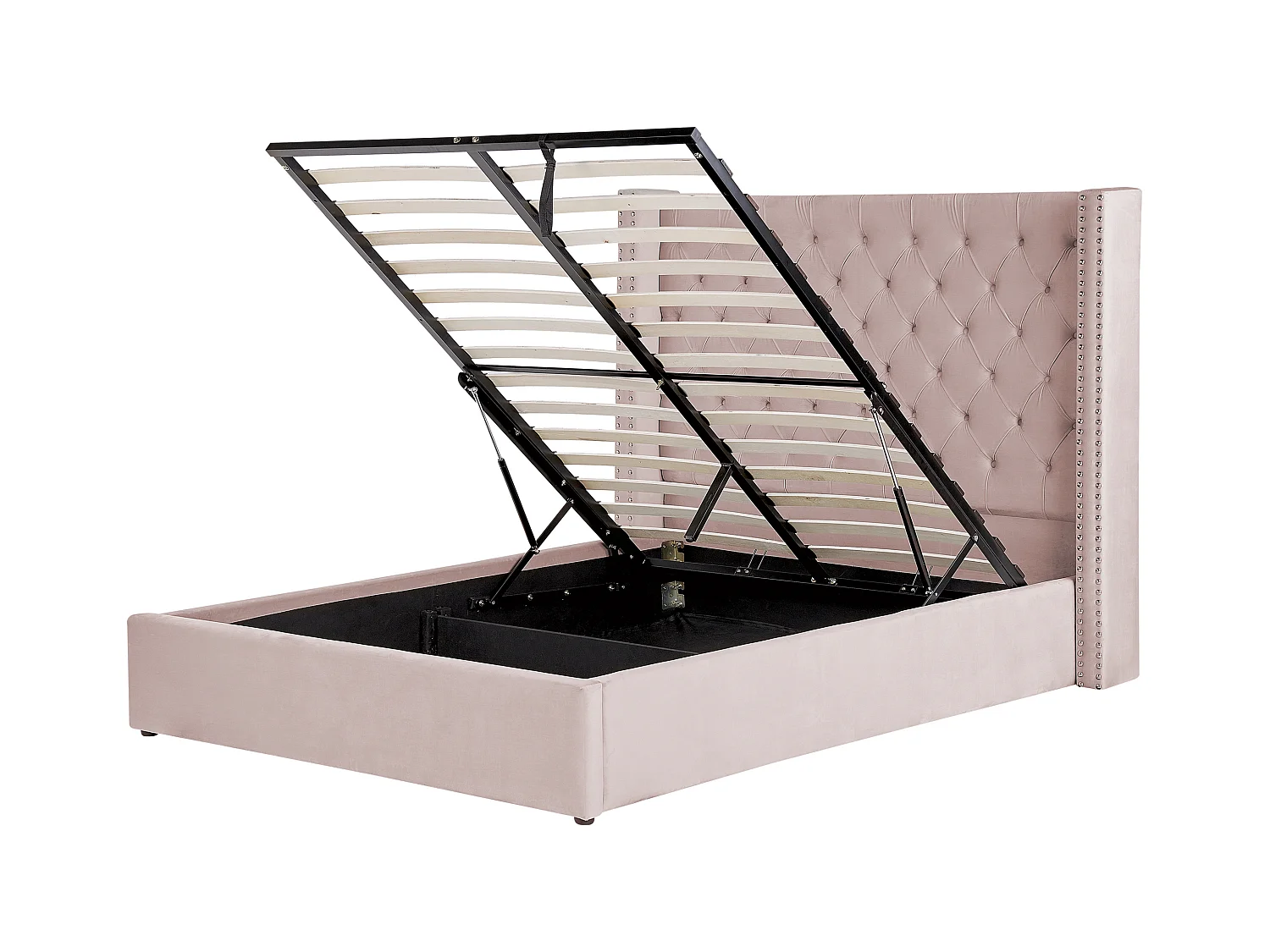 Lit ottoman Velours LUBBON 140 x 200 cm Rose pastel Rose