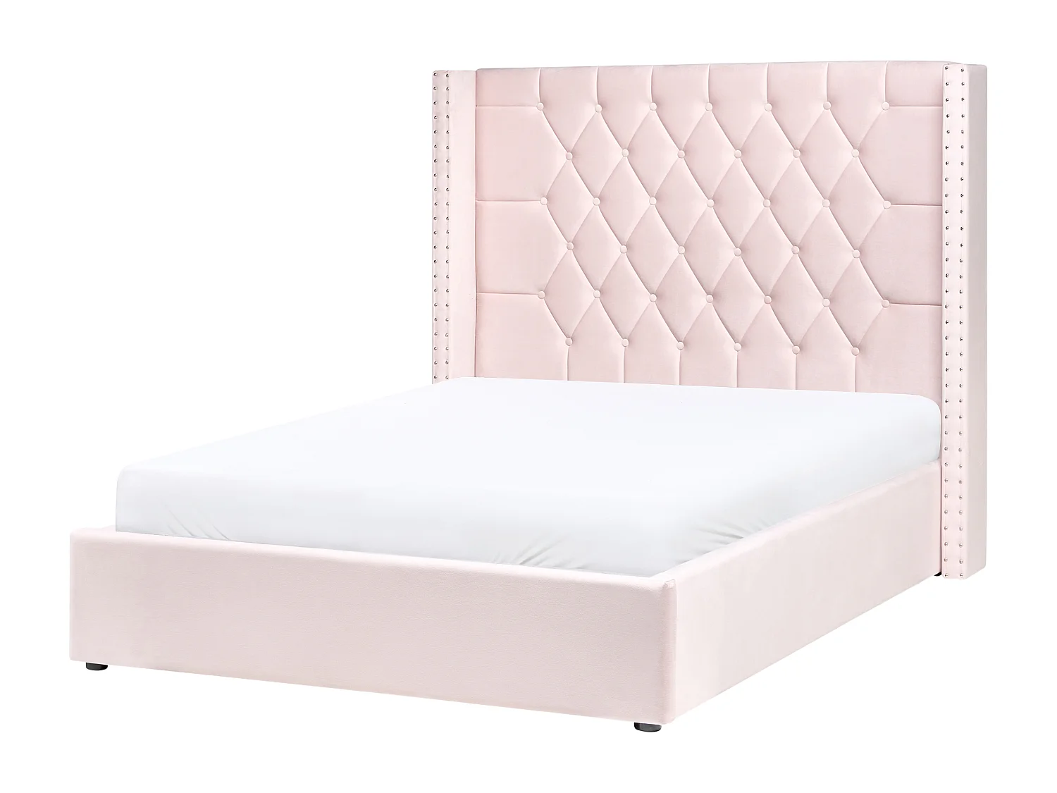 Lit ottoman Velours LUBBON 140 x 200 cm Rose pastel Rose
