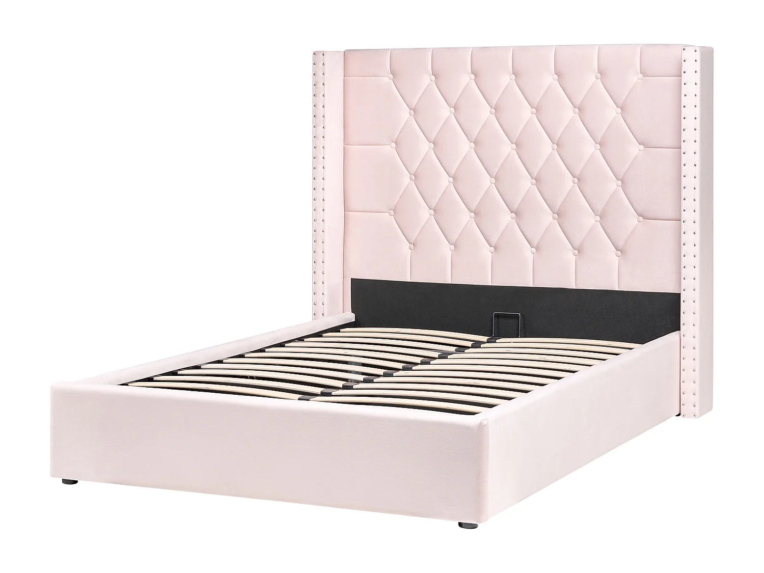 Lit ottoman Velours LUBBON 140 x 200 cm Rose pastel Rose