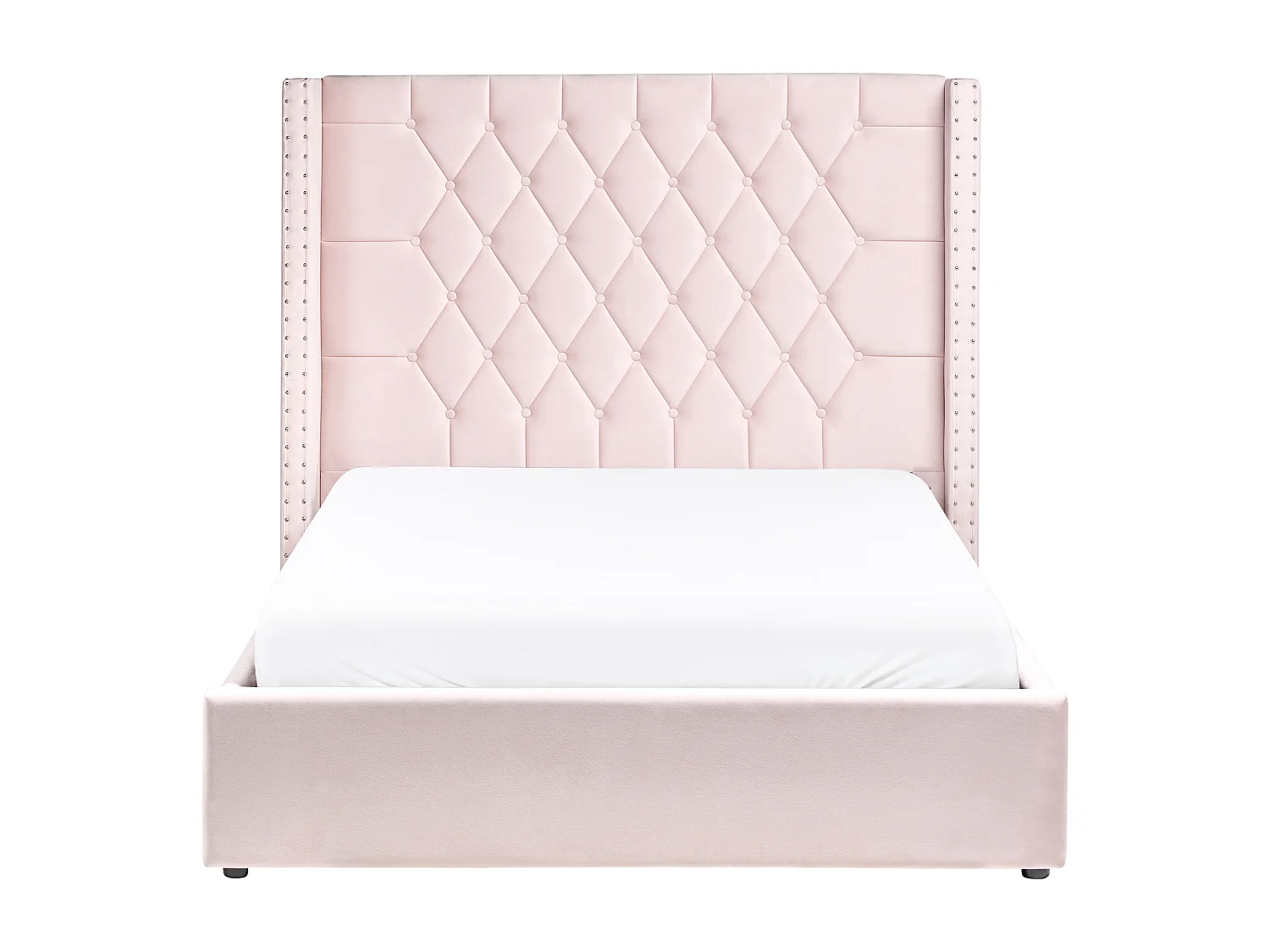 Lit ottoman Velours LUBBON 140 x 200 cm Rose pastel Rose