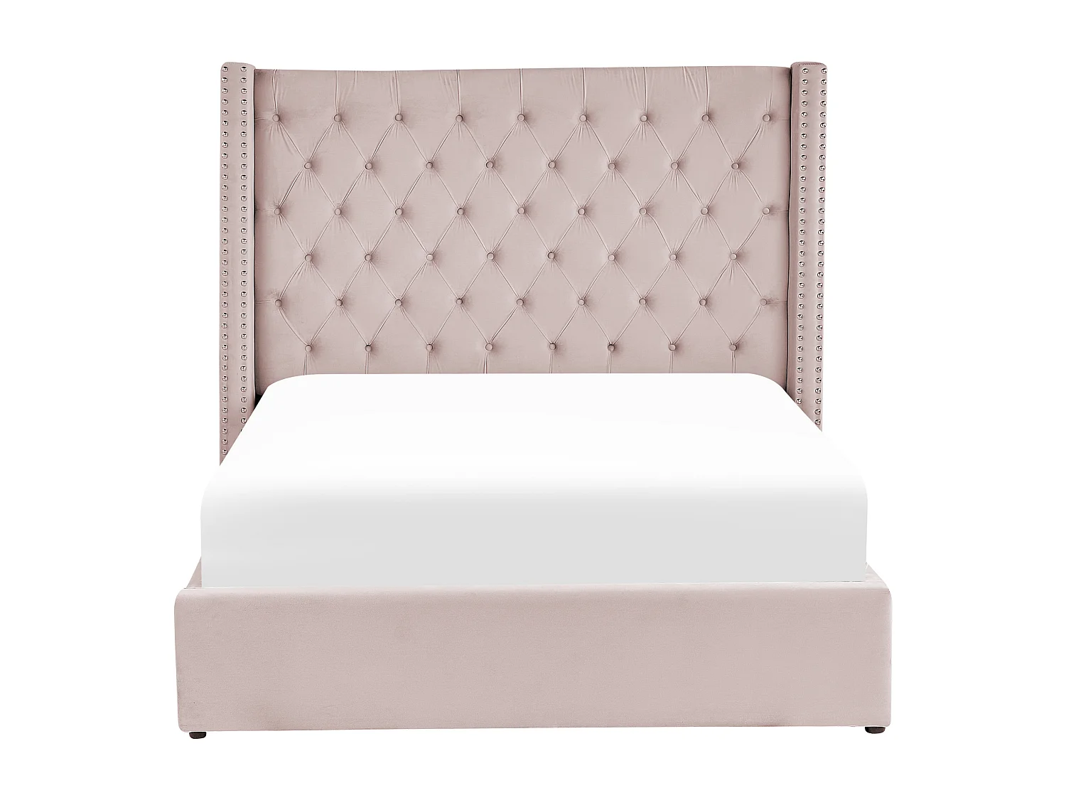 Cama con almacenaje Terciopelo LUBBON 140 x 200 cm Rosa pastel Rosa
