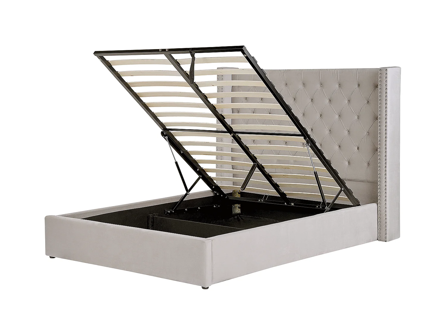 Lit ottoman Velours LUBBON 140 x 200 cm Gris clair