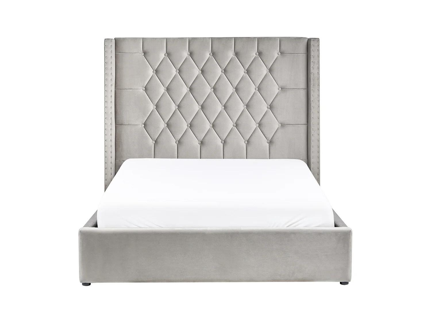 Lit ottoman Velours LUBBON 140 x 200 cm Gris clair