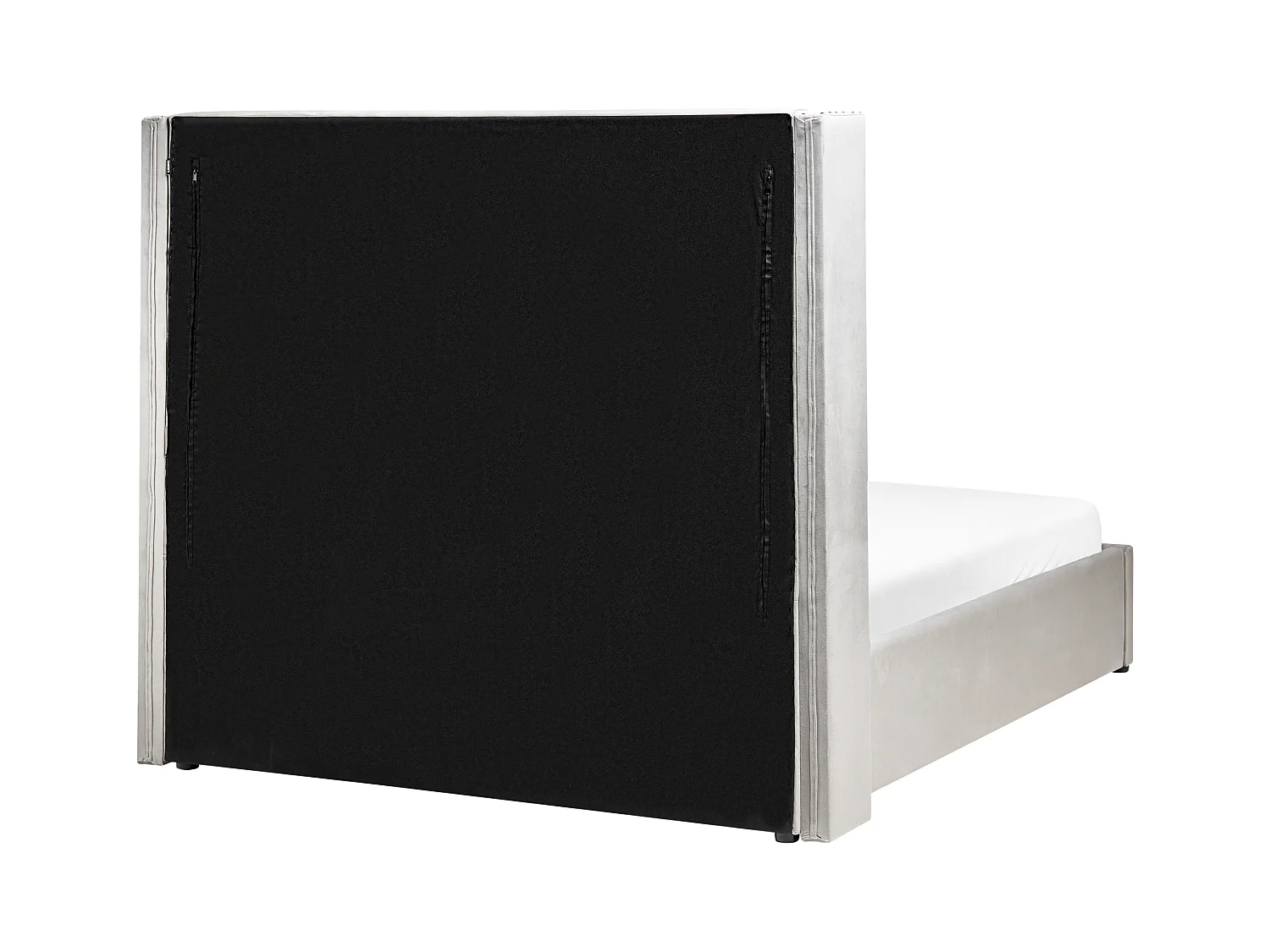 Lit ottoman Velours LUBBON 140 x 200 cm Gris clair