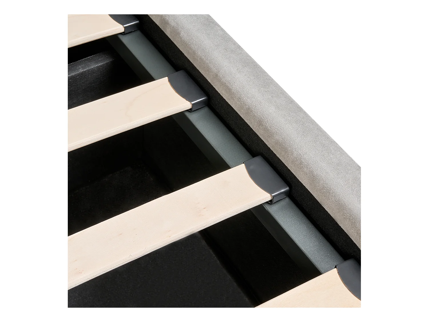 Lit ottoman Velours LUBBON 140 x 200 cm Gris clair