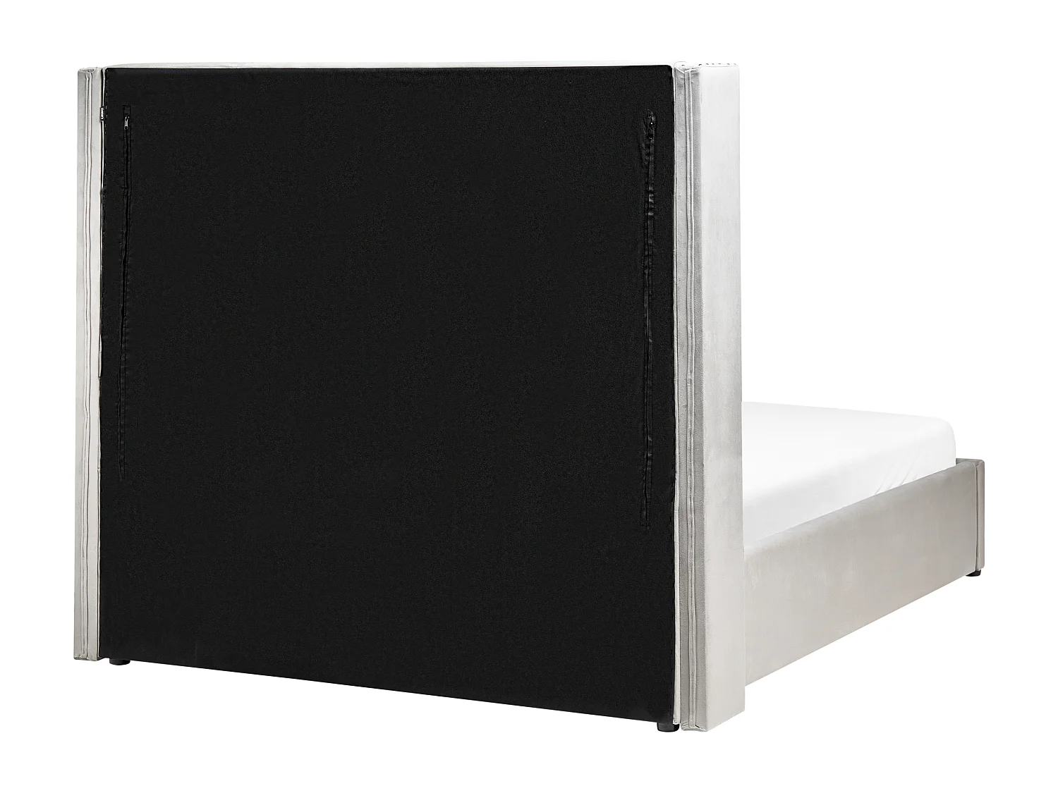 Lit ottoman Velours LUBBON 140 x 200 cm Gris clair