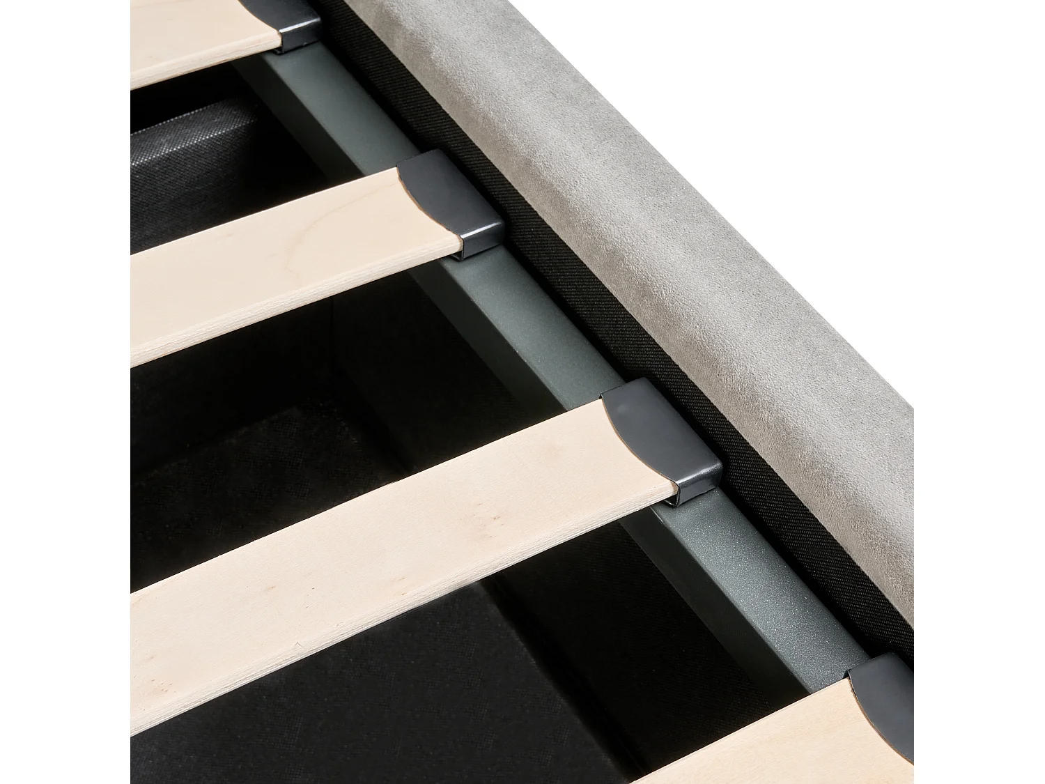 Lit ottoman Velours LUBBON 140 x 200 cm Gris clair