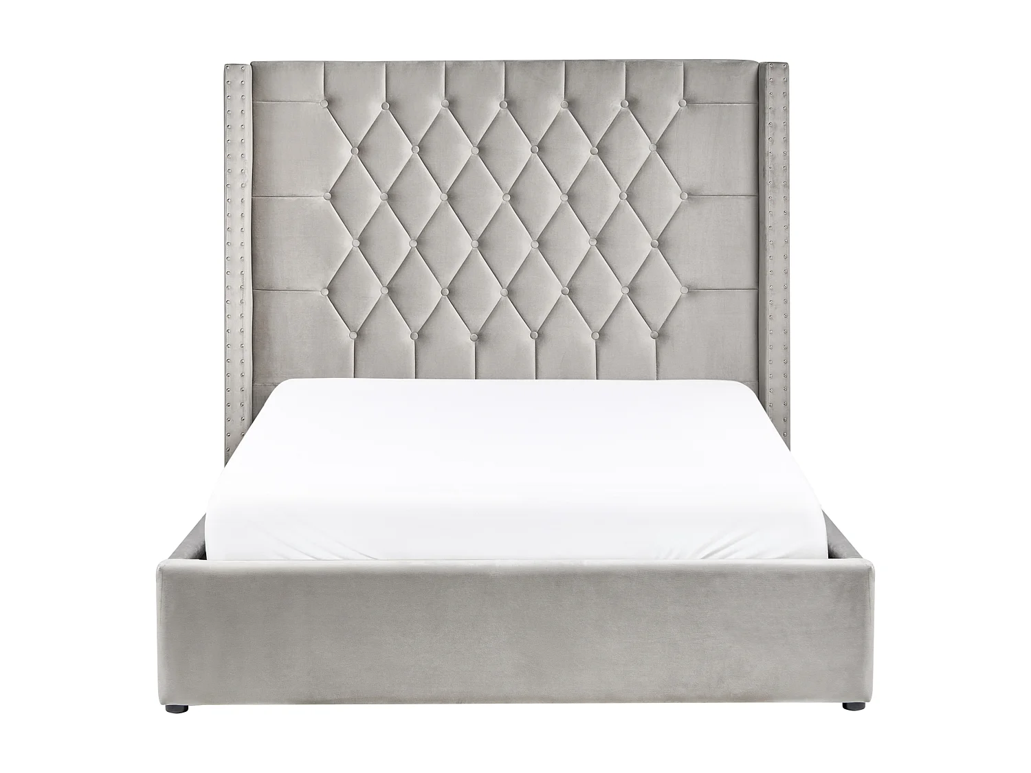 Lit ottoman Velours LUBBON 140 x 200 cm Gris clair