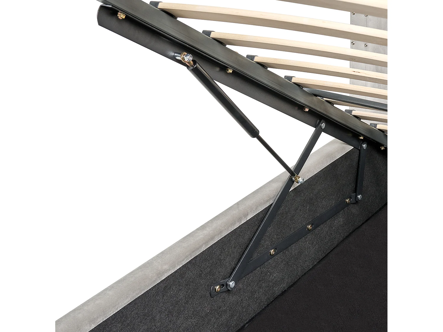 Lit ottoman Velours LUBBON 140 x 200 cm Gris clair