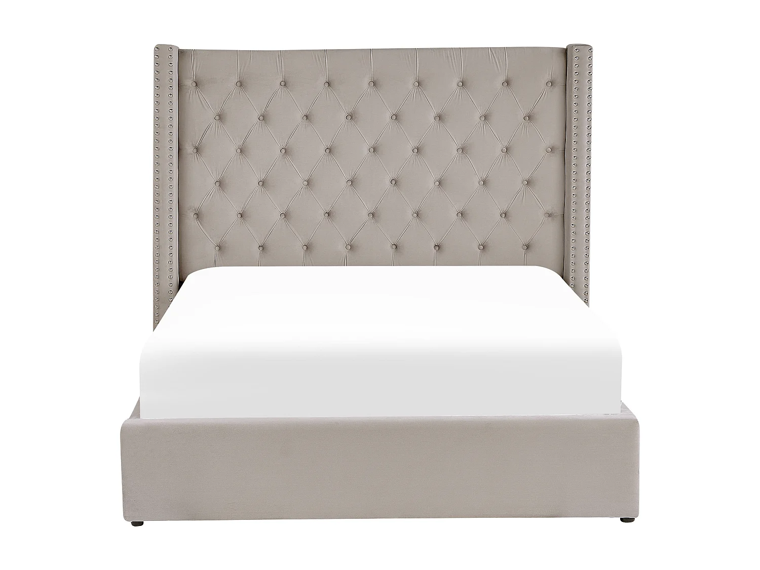 Cama con almacenaje Terciopelo LUBBON 140 x 200 cm Gris claro