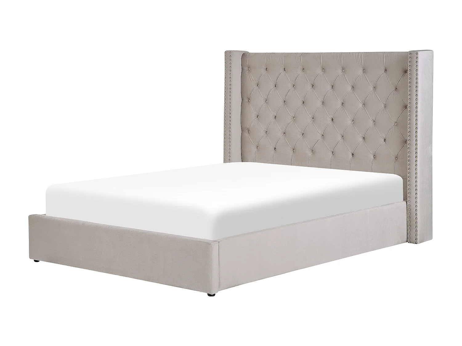 Cama con almacenaje Terciopelo LUBBON 140 x 200 cm Gris claro