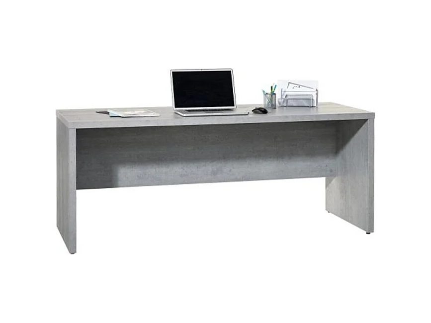 Bureau 180 cm décor béton texturé avec voile de courtoisie - GRANIT