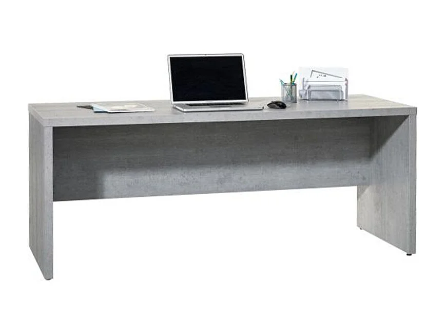 Bureau 180 cm décor béton texturé avec voile de courtoisie - GRANIT