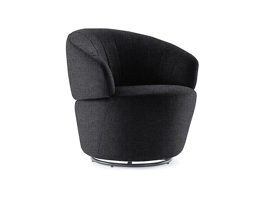 Fauteuil rond pivotant 360° tissu gris anthracite moderne - COROLLA