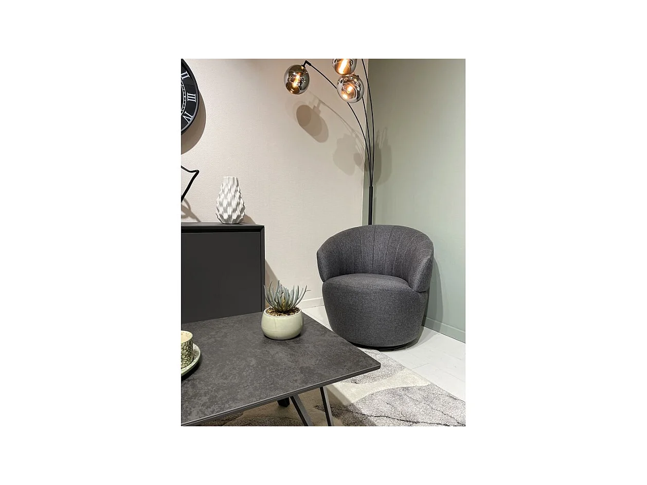 Fauteuil rond pivotant 360° tissu gris anthracite moderne - COROLLA