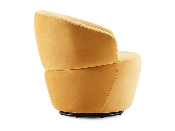 Fauteuil rond pivotant 360° velours jaune moutarde moderne - COROLLA