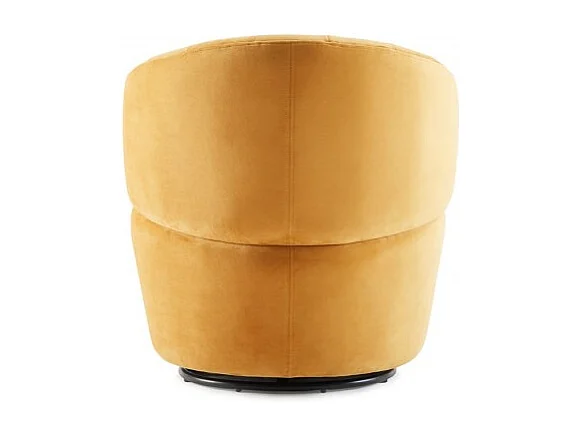 Fauteuil rond pivotant 360° velours jaune moutarde moderne - COROLLA