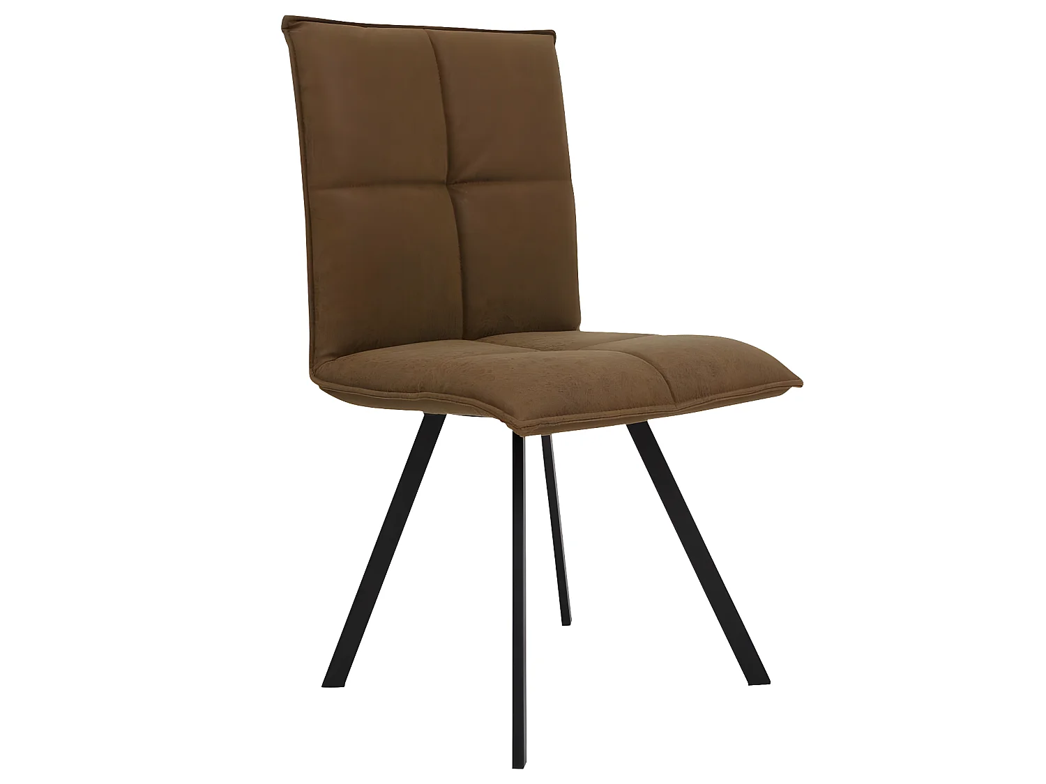 Lote de 2 sillas contemporáneas de poliéster marrón Nino con patas en forma de compás de metal negro