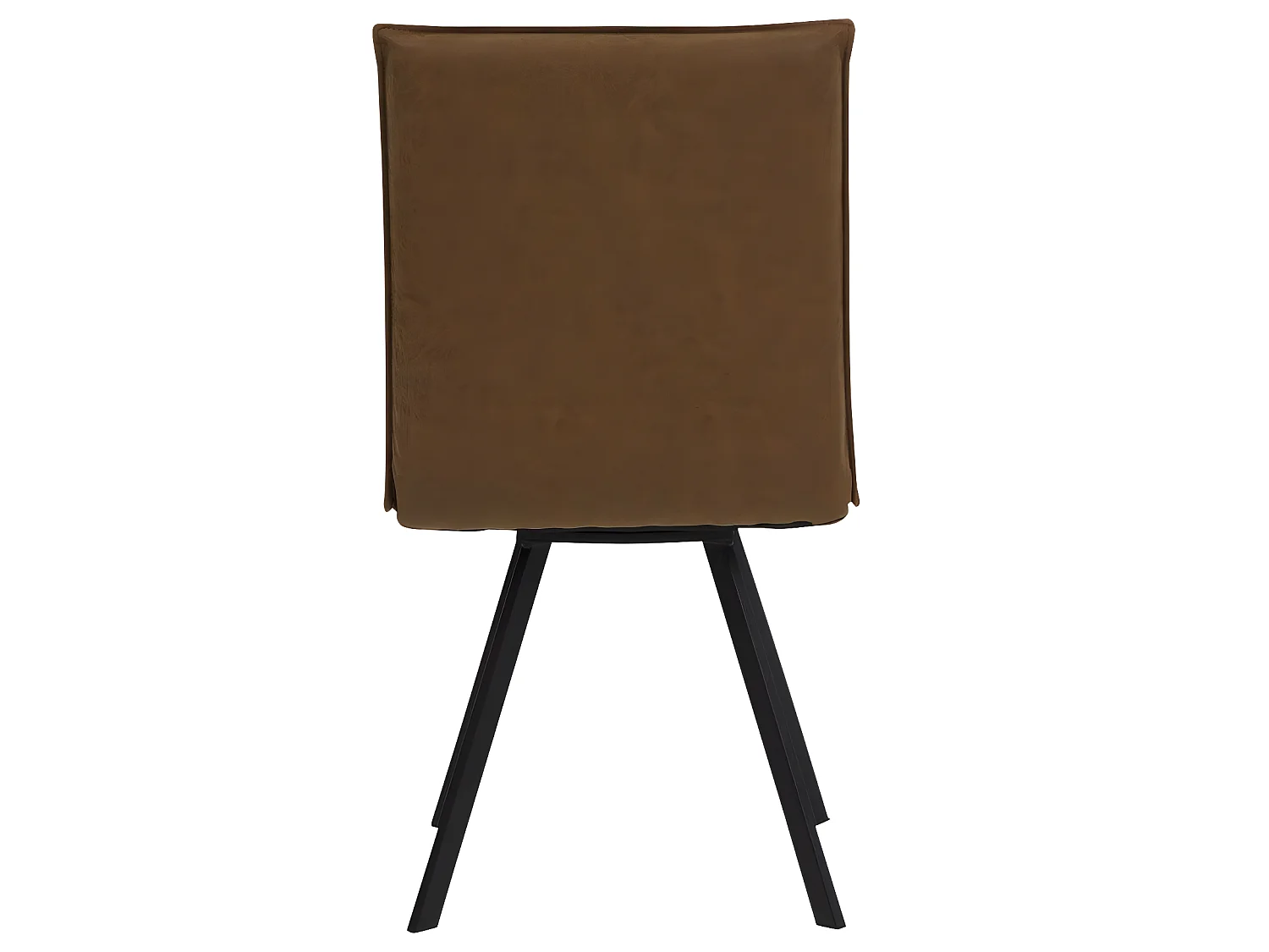 Lote de 2 sillas contemporáneas de poliéster marrón Nino con patas en forma de compás de metal negro