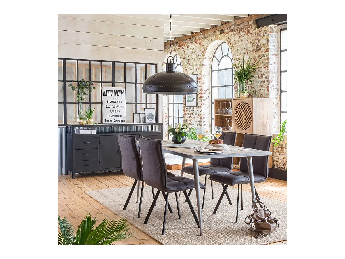 Chaise en polyester noir Nino (lot de 2)