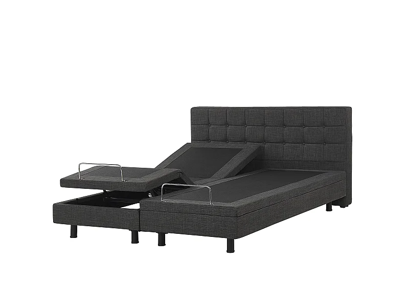 Polsterbett elektrisch verstellbar grau 180x200 cm mit Fernbedienung Duke