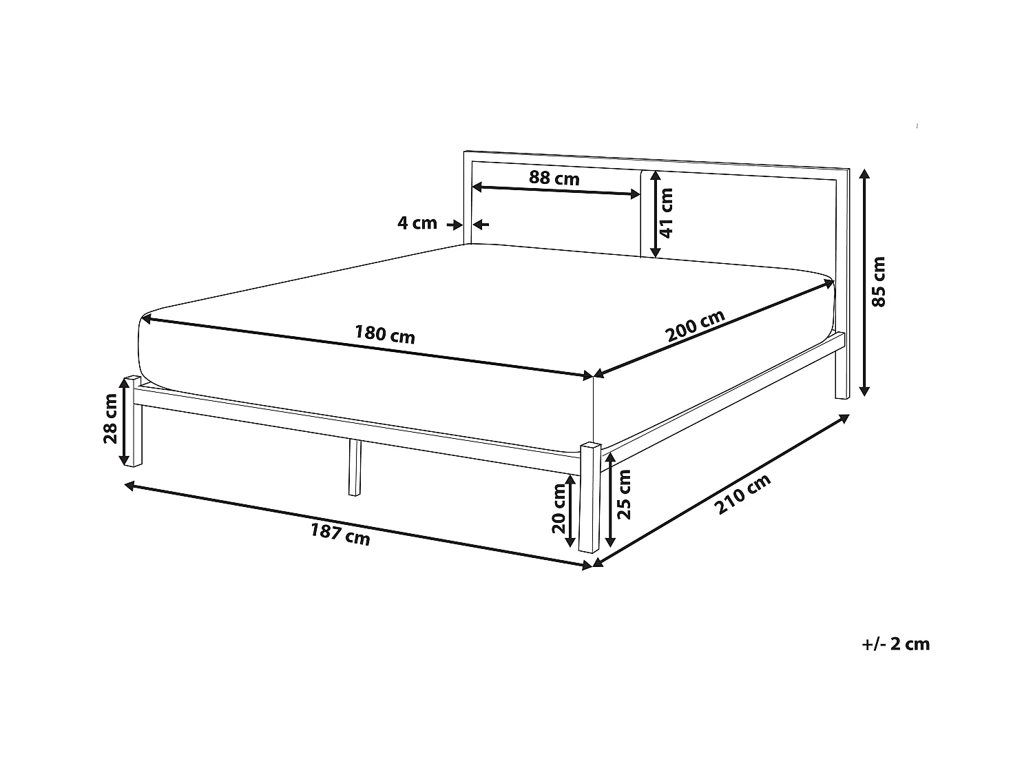 Trendy schwarzes Metallbett graues Kopfteil Lattenrost 180x200 cm Clamart