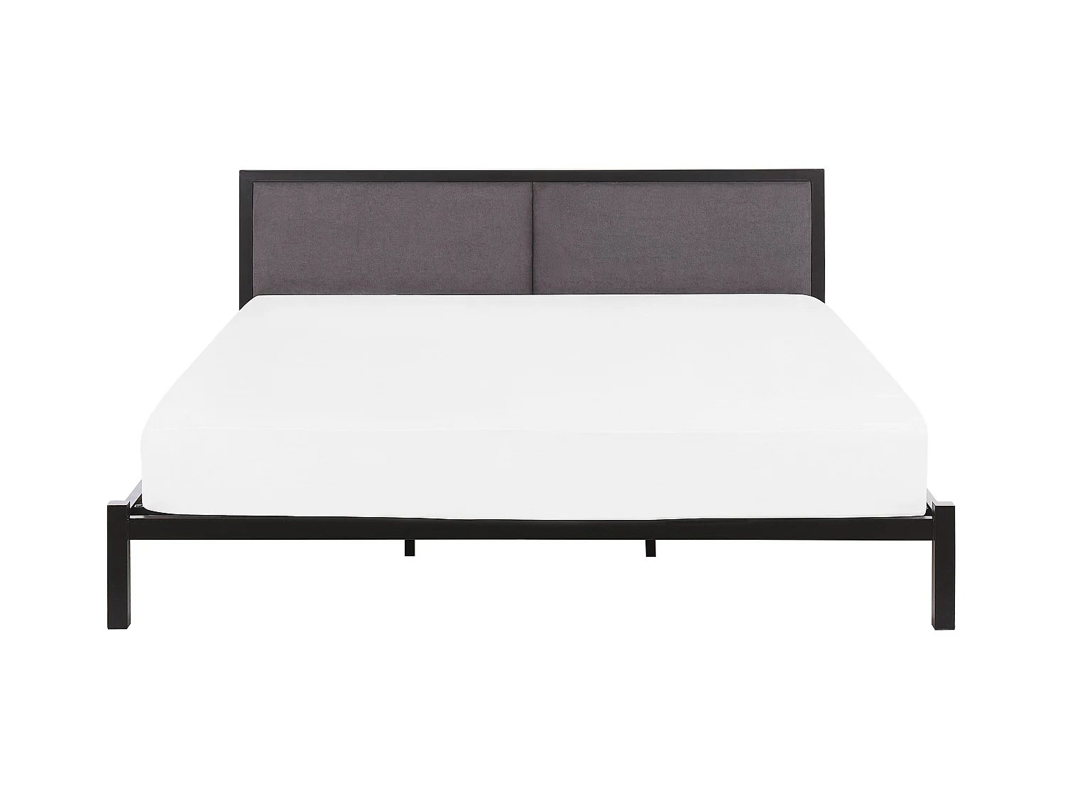 Trendy schwarzes Metallbett graues Kopfteil Lattenrost 180x200 cm Clamart