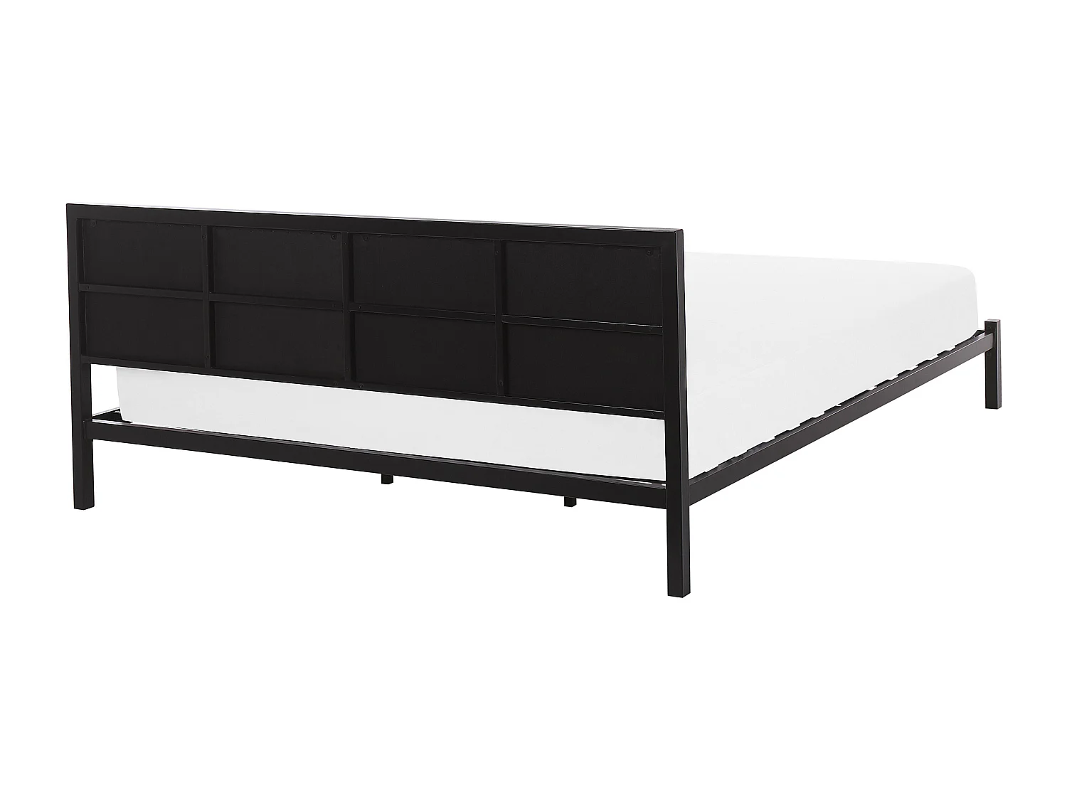 Trendy schwarzes Metallbett graues Kopfteil Lattenrost 180x200 cm Clamart