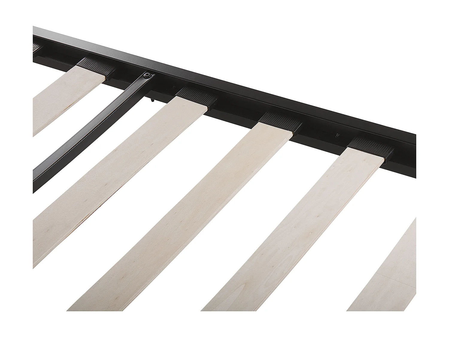 Trendy schwarzes Metallbett graues Kopfteil Lattenrost 180x200 cm Clamart