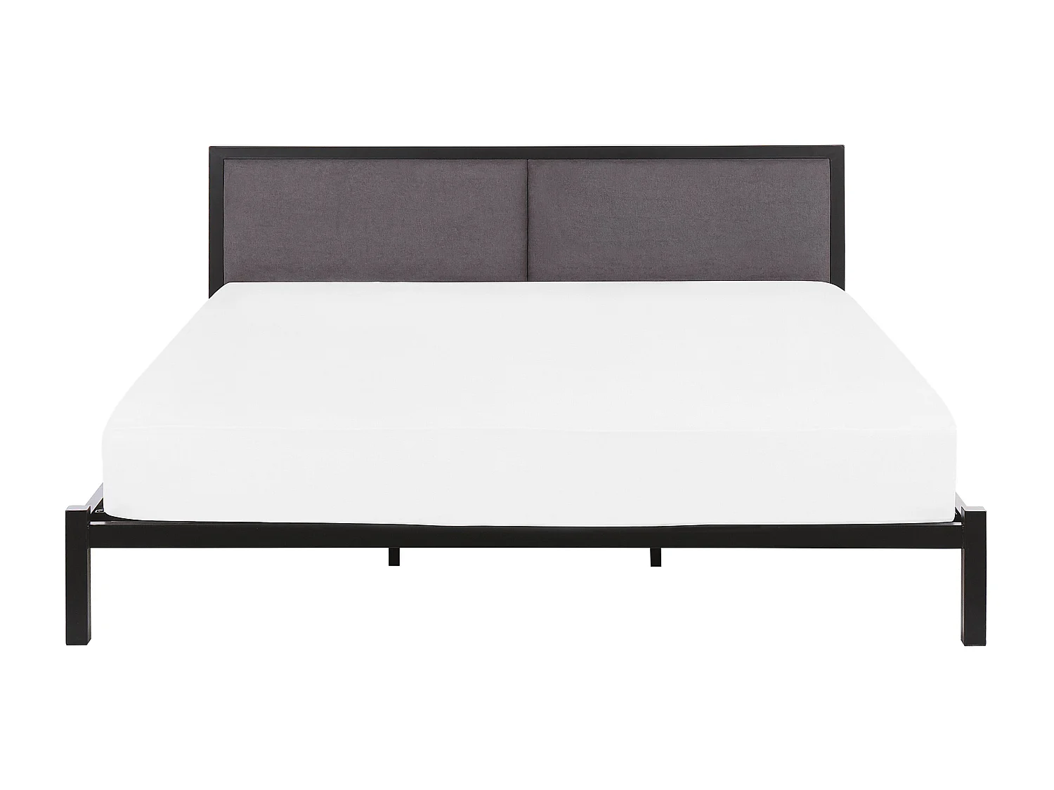 Trendy schwarzes Metallbett graues Kopfteil Lattenrost 180x200 cm Clamart