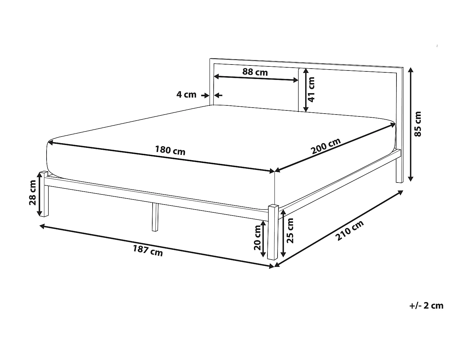 Bett mit Lattenrost Metall CLAMART 180 x 200 cm Grau