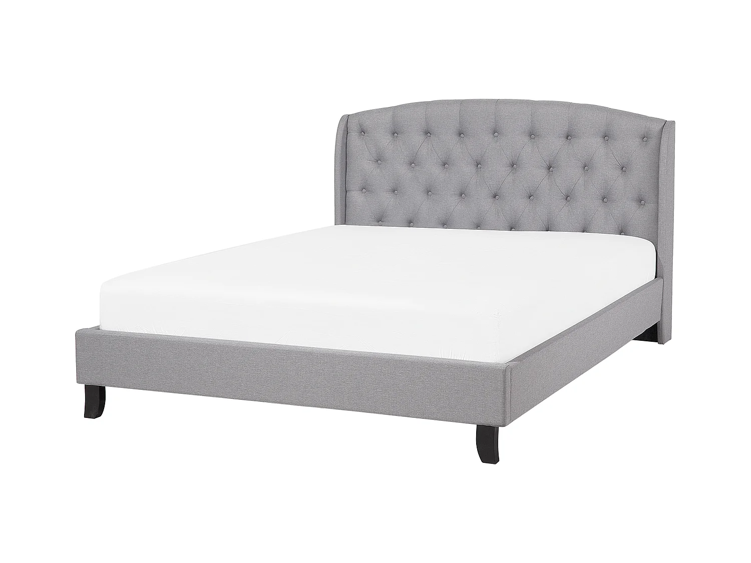 Lit avec sommier Tissu BORDEAUX 140 x 200 cm Gris clair