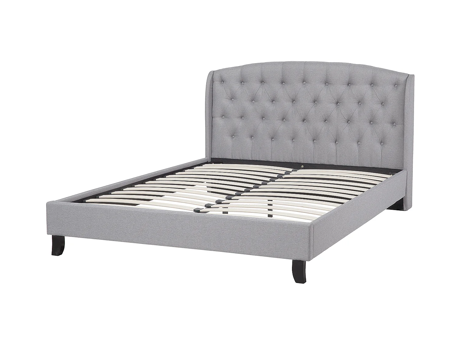 Lit avec sommier Tissu BORDEAUX 140 x 200 cm Gris clair