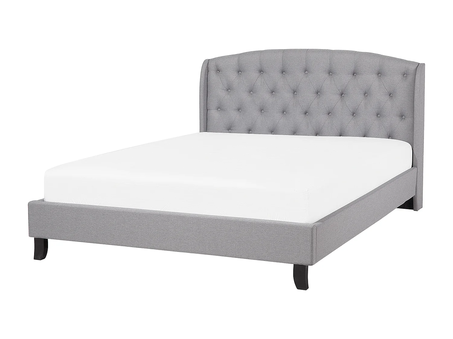 Lit avec sommier Tissu BORDEAUX 140 x 200 cm Gris clair