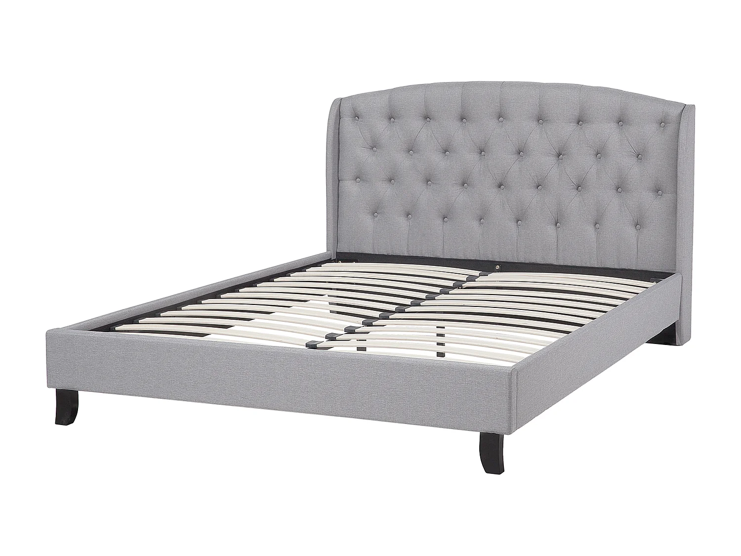 Lit avec sommier Tissu BORDEAUX 140 x 200 cm Gris clair