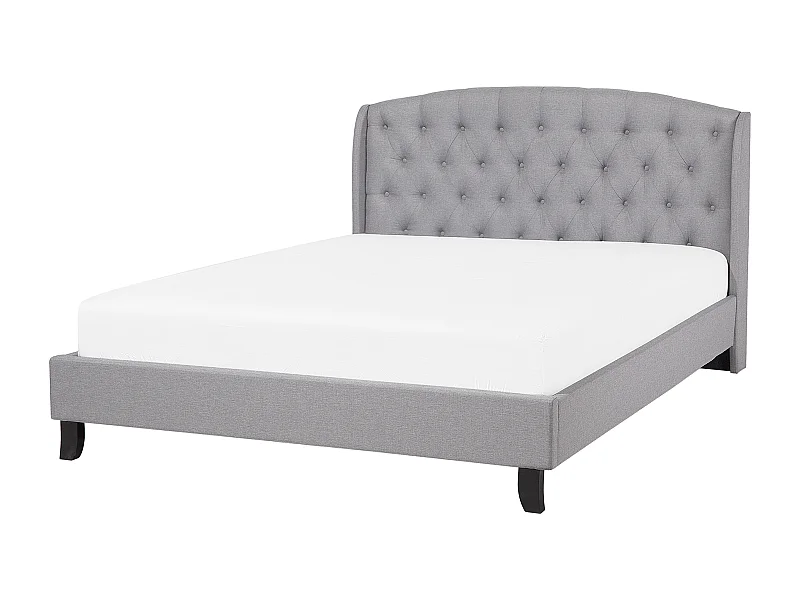 Cama Tecido BORDEAUX 140 x 200 cm Cinzento claro