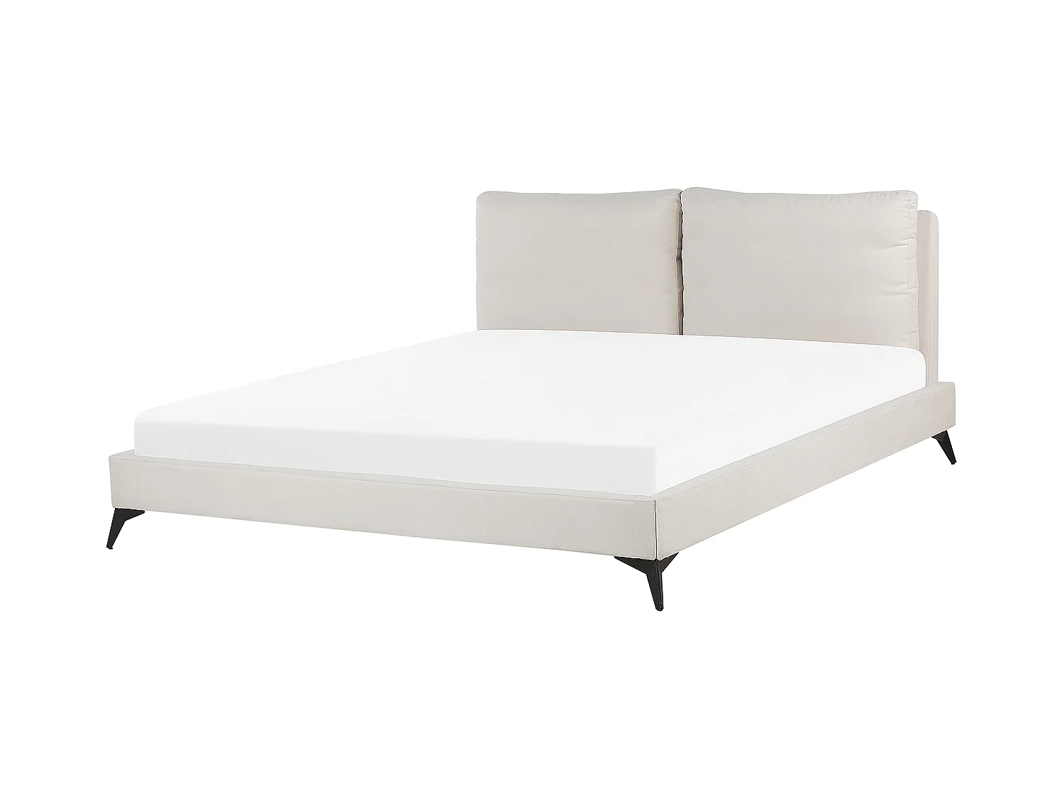Lit avec sommier Tissu chenille MELLE 180 x 200 cm Beige clair