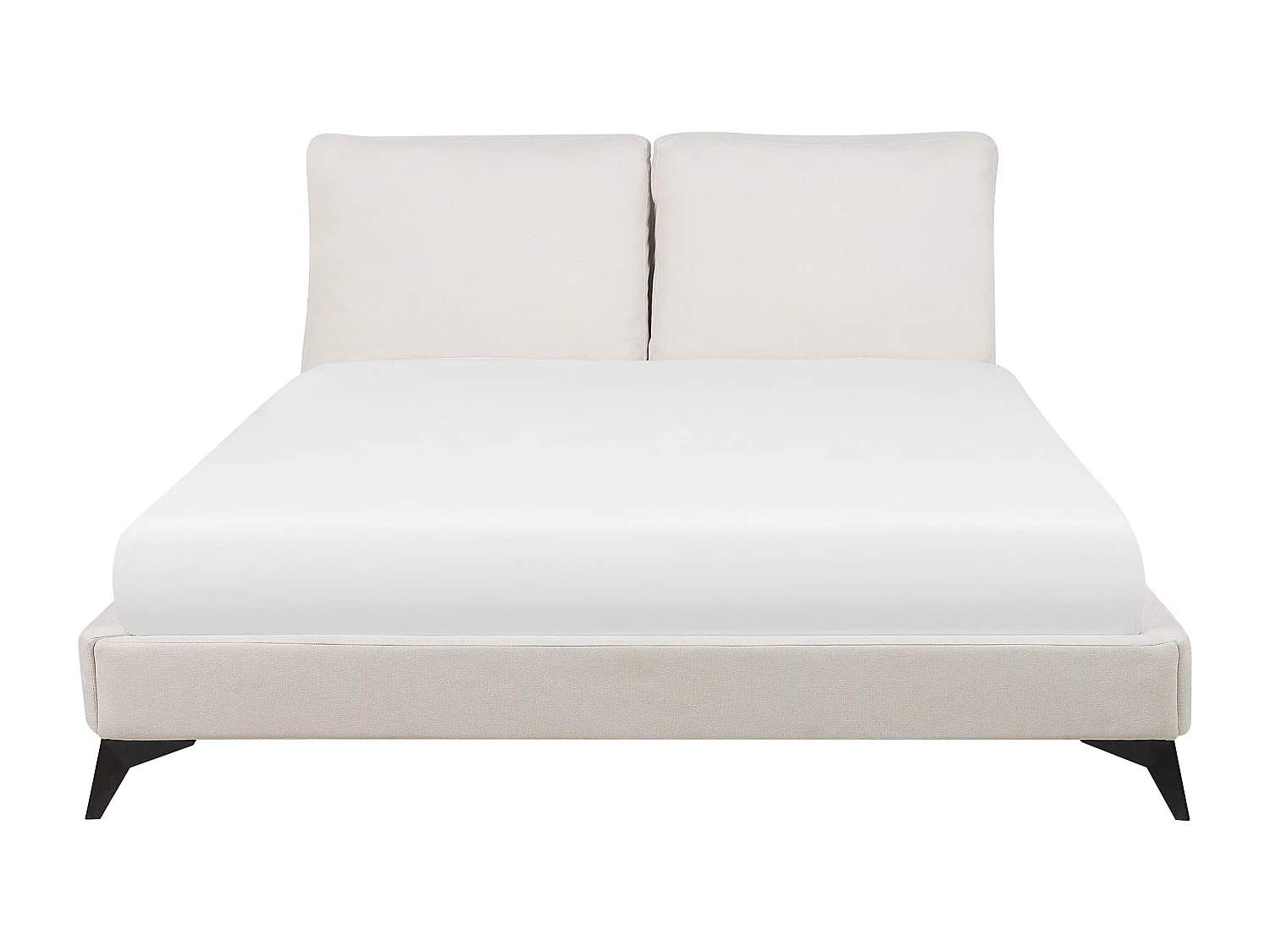 Lit avec sommier Tissu chenille MELLE 180 x 200 cm Beige clair