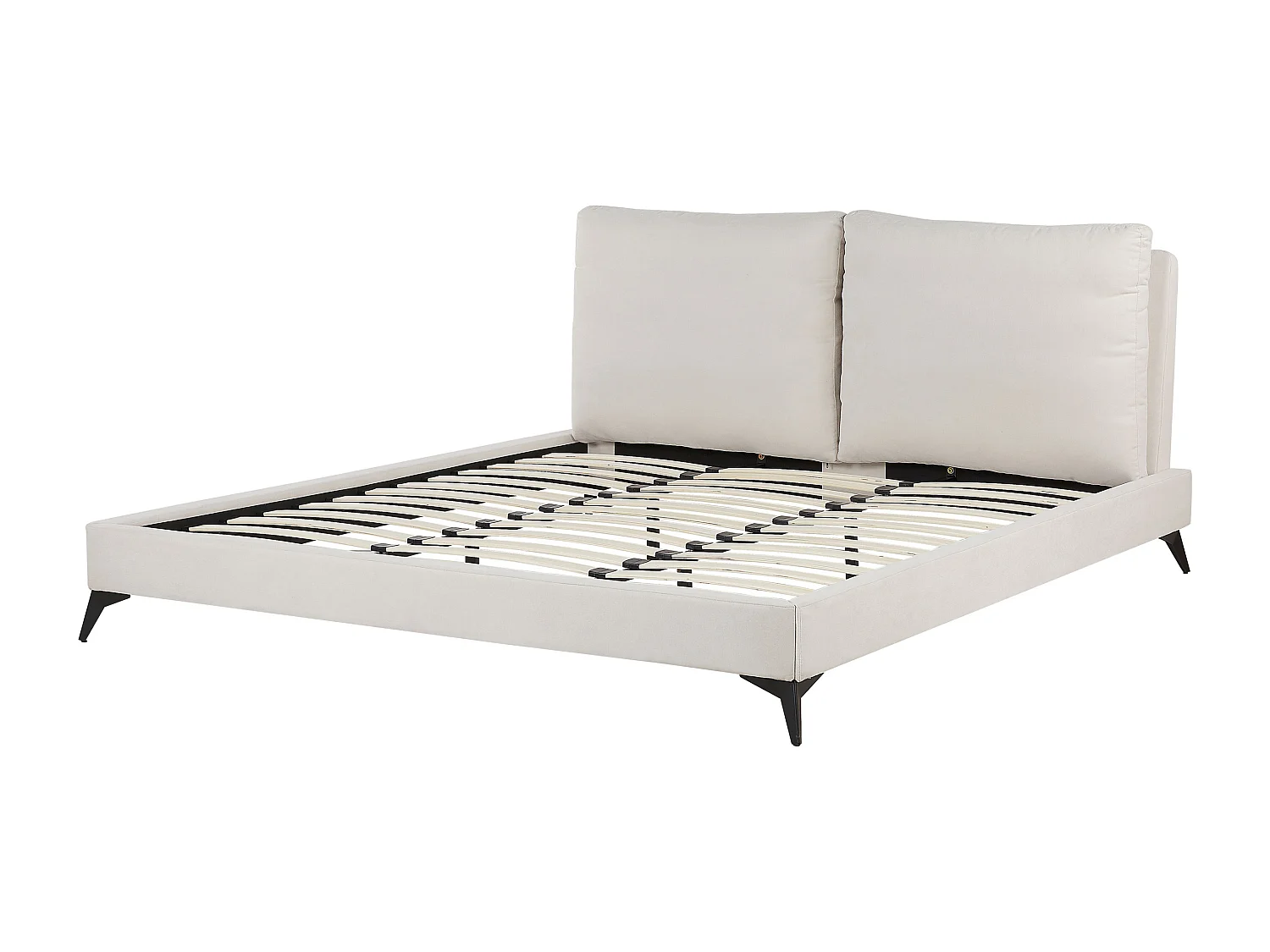 Lit avec sommier Tissu chenille MELLE 180 x 200 cm Beige clair