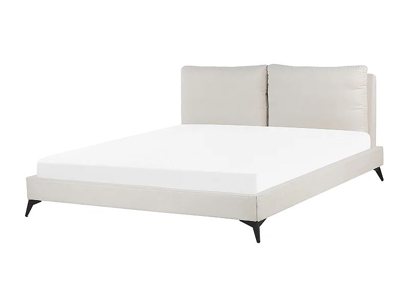 Lit avec sommier Tissu chenille MELLE 180 x 200 cm Beige clair